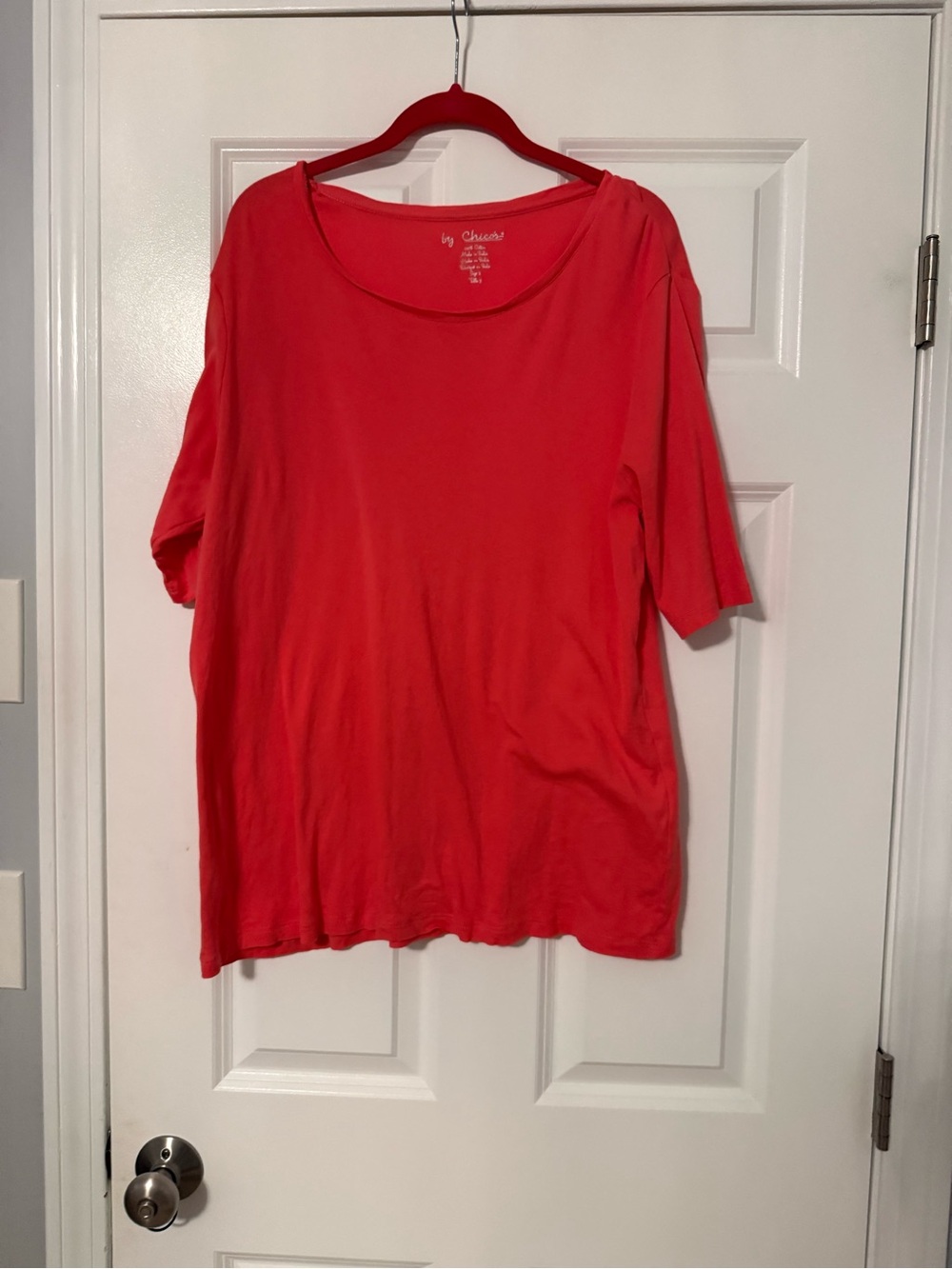 Chico's | Coral Pink 100% Cotton Short Sleeve Top | Size XL